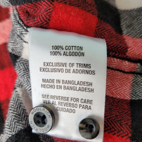Woolrich Plaid Flannel Shirt Red Black White Cotton Men's Size L - Picture 9 of 10